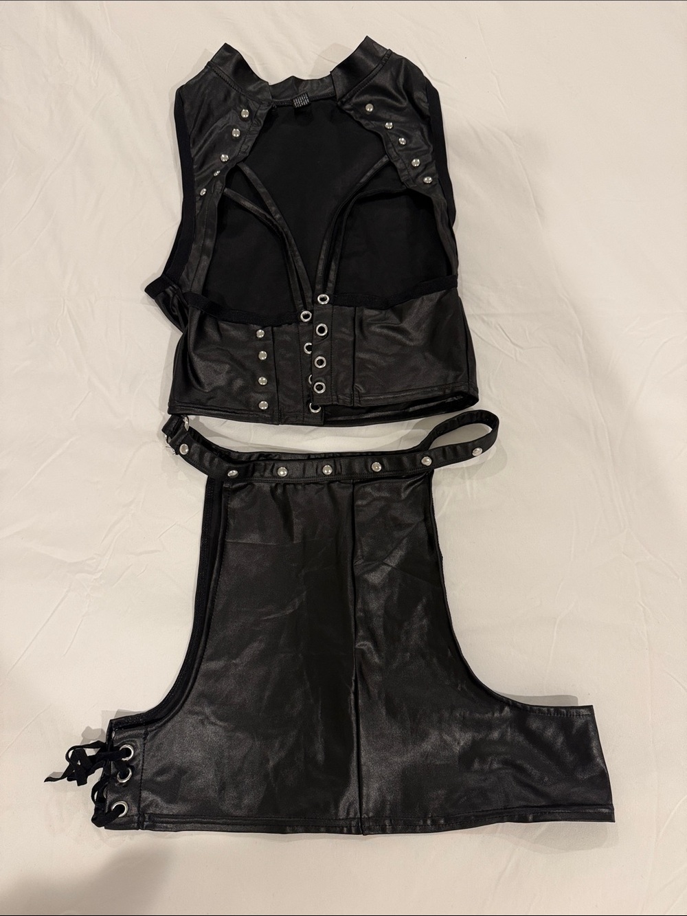 Black Faux Leather Sexy suit